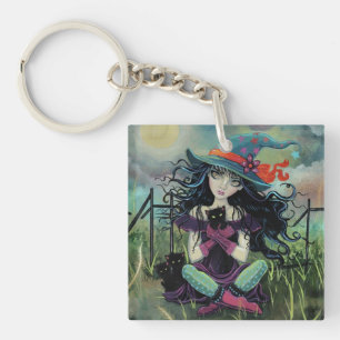 Porte-clés Chiot Sorcière Fantaisie d'Halloween Art