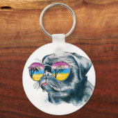 Porte-clés Chiot Tropical Aquarelle (Recto)