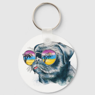 Porte-clés Chiot tropical d'aquarelle