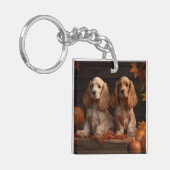 Porte-clés Chiots Cocker Spaniel Délice d'Automne Citrouille (Devant gauche)