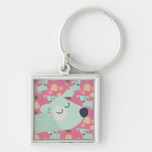 Porte-clés Chiots, étoiles et fleurs
