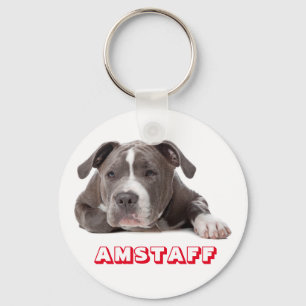 Porte-clés Chiots Terrier Américain Staffordshire Gris