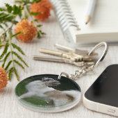 Porte-clés Chiwawa aux cheveux longs regardant (Devant droit)