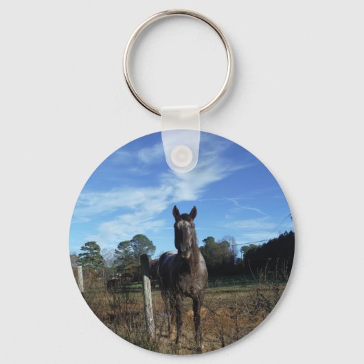 Porte-clés Chocolat au lait Cheval Brown en bleu (Recto)
