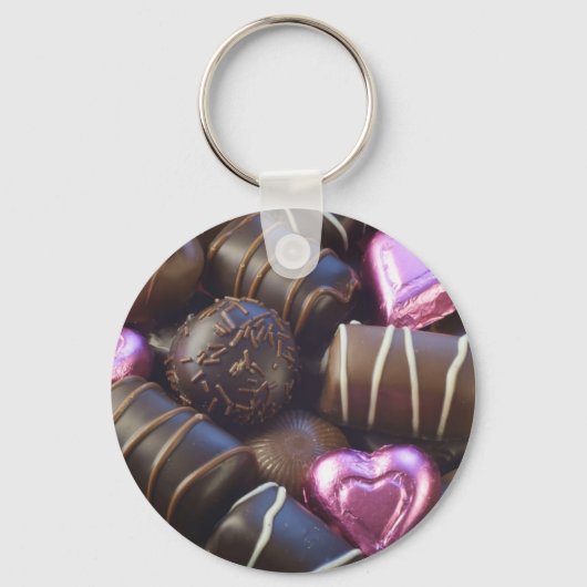 Porte-clés chocolat avec feuille rose (Recto)