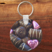 Porte-clés chocolat avec feuille rose (Recto)