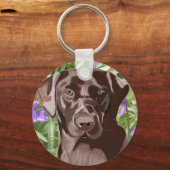 Porte-clés Chocolat Brown Labrador contre Bluebells (Recto)