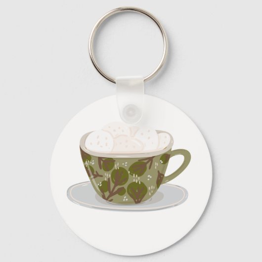 Porte-clés Chocolat Chaud Avec Marshmallows (Recto)