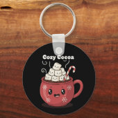 Porte-clés Chocolat Chaud Mignon Kawaii Noël (Verso)