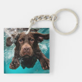 Porte-clés Chocolat Joueur Labrador nage sous l'eau (Dos)