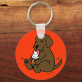 Porte-clés Chocolat Lab Licking Glace Creme (Recto)