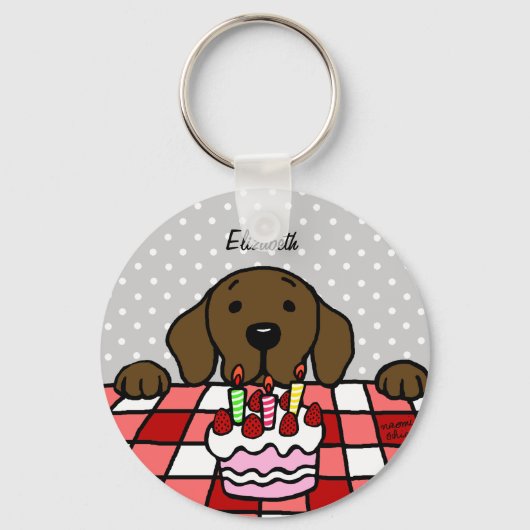 Porte-clés Chocolat Labrador vous observant Anniversaire (Recto)