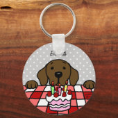 Porte-clés Chocolat Labrador vous observant Anniversaire (Recto)