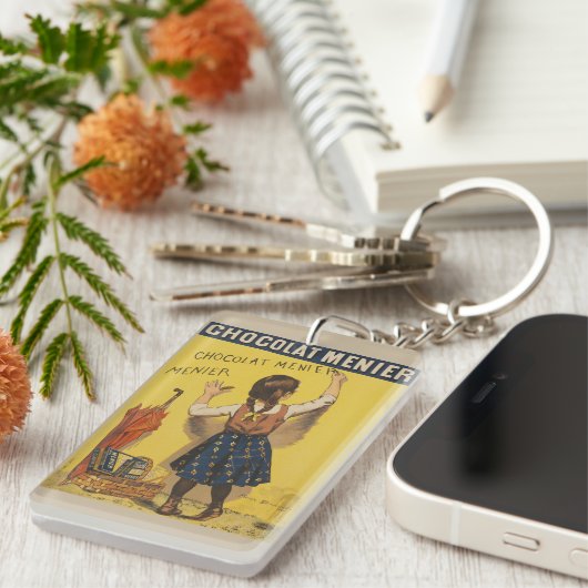 Porte-clés Chocolat Menier Petite fille Mur écriture (Devant droit)