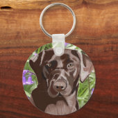 Porte-clés Chocolate Brown Labrador against Bluebells (Verso)