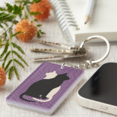 Porte-clés Choisir Couleur Noir Blanc Chat Duo Yin Yang Style (Devant droit)