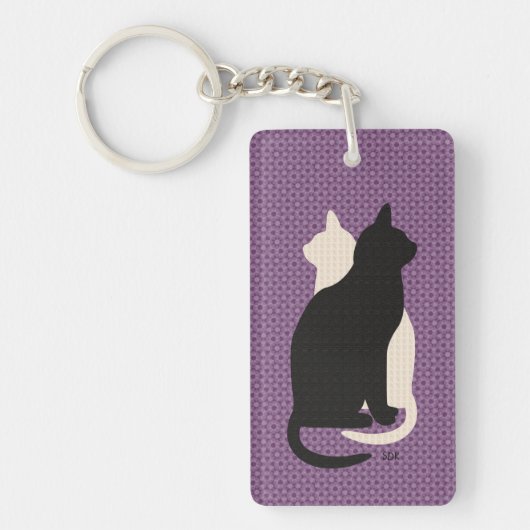 Porte-clés Choisir Couleur Noir Blanc Chat Duo Yin Yang Style (Devant)