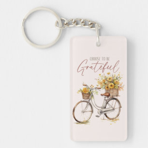 Porte-clés Choisissez d'être reconnaissant - Vélo et automne 