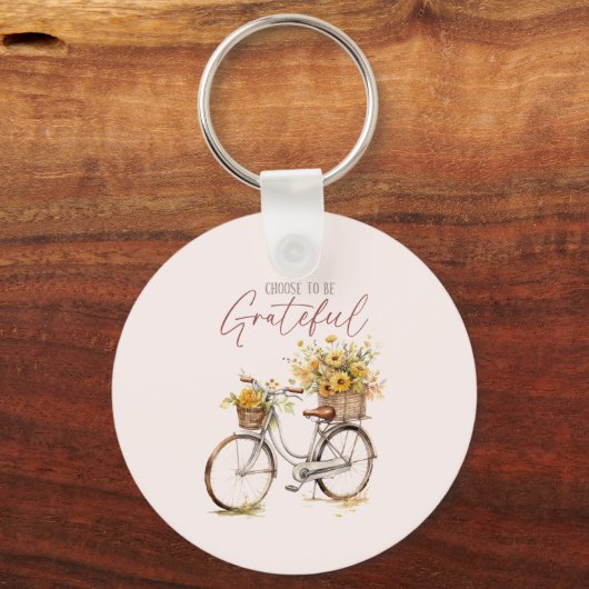 Porte-clés Choisissez d'être reconnaissant - Vélo et automne  (Verso)