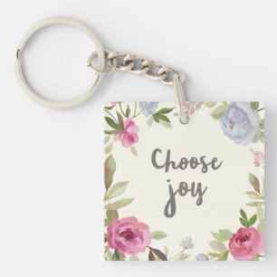 Porte-clés Choisissez floral en pastel de joie