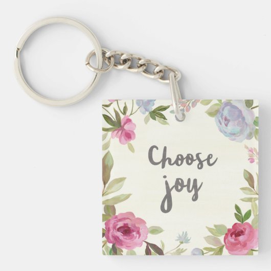 Porte-clés Choisissez floral en pastel de joie (Devant)