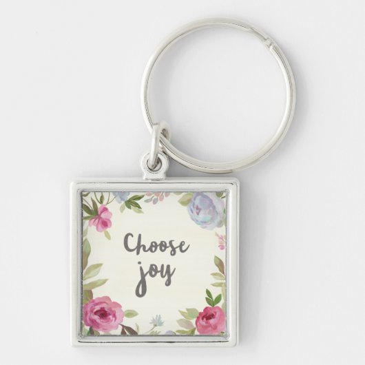 Porte-clés Choisissez floral en pastel de joie (Devant)