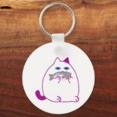 Porte-clés Chonky White Cat with a Fish (Recto)