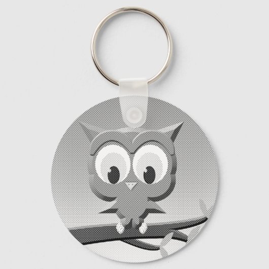 Porte-clés Chouette À Papier En Noir Et Blanc (Recto)