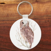 Porte-clés Chouette aquarelle, Oiseau, Nature, Faune (Recto)