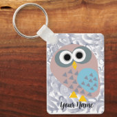 Porte-clés Chouette avec aquarelle grise (Recto)