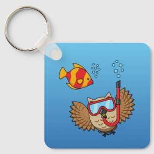 Porte-clés Chouette avec masque tuba et poisson tropical