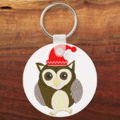 Porte-clés Chouette Brown de Noël avec Père Noël (Recto)