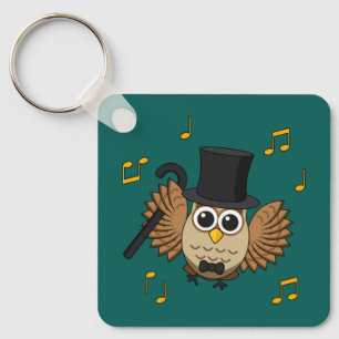Porte-clés Chouette dansante mignonne avec notes musicales De