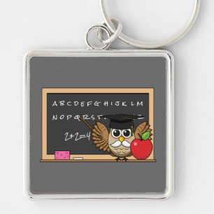 Porte-clés Chouette de maître mignonne avec un dessin à la po