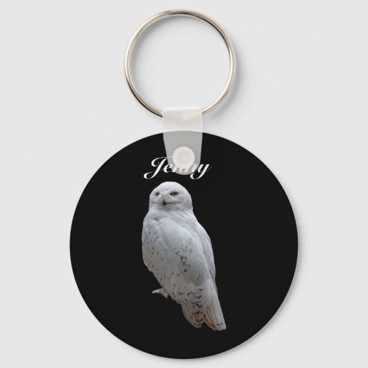 Porte-clés Chouette des neiges personnalisée (Recto)