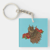 Porte-clés Chouette des Roses rouges bleu (Devant)