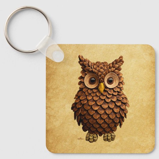Porte-clés Chouette du cône de pin (Recto)