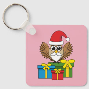 Porte-clés Chouette du Père Noël avec présents