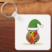 Porte-clés Chouette elfe de Noël avec présent (Recto)