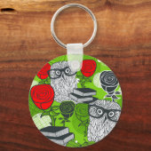Porte-clés Chouette en roses rouges (Recto)