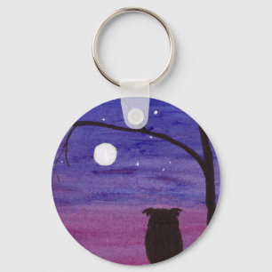 Porte-clés Chouette et Pleine lune