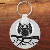 Porte-clés Chouette graphique avec élégants motifs et Nom (Recto)