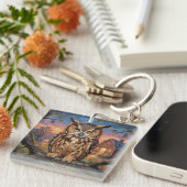 Porte-clés Chouette hulotte rustique Impasto (Devant Droit)