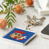 Porte-clés Chouette mignonne avec béret rouge et boîte cardia (Côté)