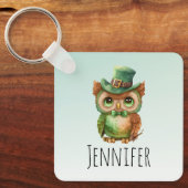 Porte-clés Chouette mignonne dans un chapeau vert (Recto)