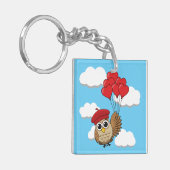 Porte-clés Chouette mignonne volant avec des ballons de coeur (Devant gauche)