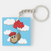 Porte-clés Chouette mignonne volant avec des ballons de coeur (Dos)