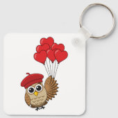 Porte-clés Chouette mignonne volant avec des ballons de coeur (Dos)