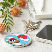 Porte-clés Chouette mignonne volant avec des ballons de coeur (Côté)