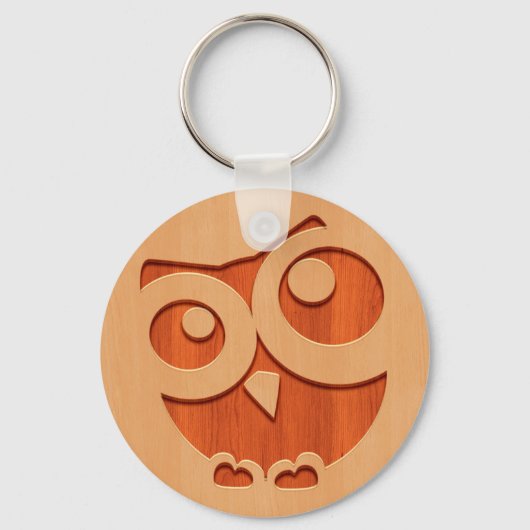 Porte-clés Chouette mûre gravée dans l'effet bois (Recto)